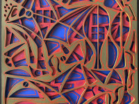 Sol Guillon, Arpegios, ensamblaje y téc. mixta sobre madera aglomerada, 60 x 60 cm., 2021